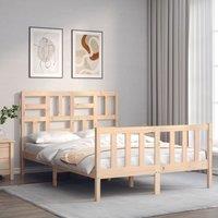 Berkfield Home Bed Frame with Headboard 140x200 cm Solid Wood in Brown
