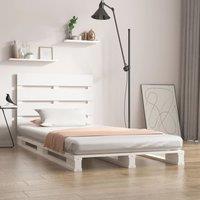 Berkfield Home Bed Frame White 75x190 cm Small Single Solid Wood Pine