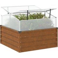 Berkfield Home Garden Planter with Green House Weathering Steel in Brown