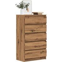 Berkfield Home Drawer Cabinet Artisan Oak 60x36x103 cm Engineered Wood in Brown | Size: 60 x 36 x 103 cm