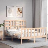 Berkfield Home Bed Frame with Headboard 140x190 cm Solid Wood in Brown