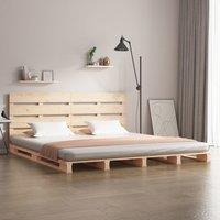 Berkfield Home Bed Frame 135x190 cm Double Solid Wood Pine in Brown
