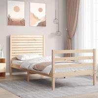 Berkfield Home Bed Frame with Headboard 90x200 cm Solid Wood in Brown