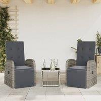 Berkfield Home 3 Piece Garden Dining Set with Cushions Grey Poly Rattan