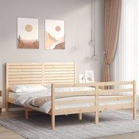 Berkfield Home Bed Frame with Headboard 160x200 cm Solid Wood in Brown