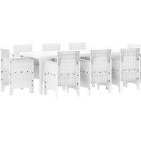 Berkfield Home 9 Piece Garden Dining Set with Cushions, White Poly Rattan