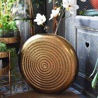 Madison & Mayfair Timeless Antique Gold Oval Embossed Metal Vase