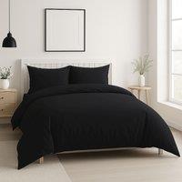 Snug City Luxury 200TC Duvet Cover & Pillowcase/s Set Bed Linen in Black | Size: Super King