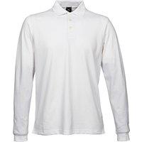 TEE JAYS Men's Luxury Stretch Long Sleeve Polo Shirt in White | Size: Small