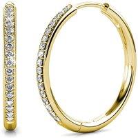 Harfi Women's Large Round Hoop 40mm Gold Plated Earrings With Certified Austrian Crystals in Silver | Size: 18 inches