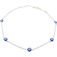 Harfi Women's Turkish Blue Evil Eye Silver Charm Friendship Bracelet | Size: 19 cm