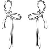 Harfi Women's Sterling Silver Bow Tie Tassel Wedding Stud Earrings