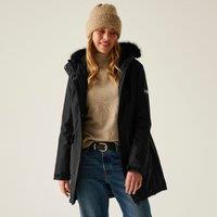 Regatta Women's Sabinka Hooded Waterproof Longline Insulated Jacket in Jet Black | Size: 12