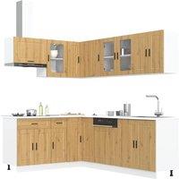 Berkfield Home 11 Piece Kitchen Cabinet Set Porto Artisan Oak Engineered Wood in Brown