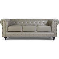 Bravich LTD Chesterfield Faux Leather 2 Seater Sofa Button Tufted with Wooden Legs in Grey