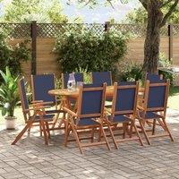 Berkfield Home 9 Piece Garden Dining Set Solid Wood Acacia & Textilene in Brown