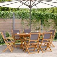 Berkfield Home 7 Piece Garden Dining Set Anthracite Fabric & Solid Wood in Black