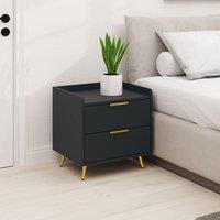 HOMCOM Bedside Table with 2 Drawers for Bedroom, Living Room in Black