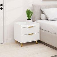 HOMCOM Bedside Table with 2 Drawers for Bedroom, Living Room in White