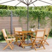 Berkfield Home 5 Piece Garden Dining Set Beige Fabric & Solid Wood