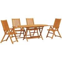 Berkfield Home Outdoor Dining Set Set of 5 Natural Wood Solid Acacia Wood