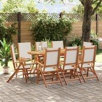 Berkfield Home 9 Piece Garden Dining Set Solid Wood Acacia & Textilene in Brown