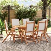 Berkfield Home 7 Piece Garden Dining Set Solid Wood Acacia & Textilene in Brown