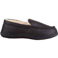 ABSOLUTE FOOTWEAR Men's Mens Easy Slip On Faux Fur Moccasin Winter Slippers in Black | Size: 8