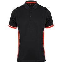 Finden & Hales Men's TopCool Short Sleeve Contrast Polo Shirt in Black | Size: 2XL