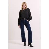 Dorothy Perkins Women's Lace Insert Long Sleeve Blouse in Black | Size: 8