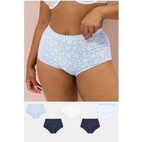 Yours Women's 5 Pack Floral Print Full Briefs in Light Blue | Size: 22-24