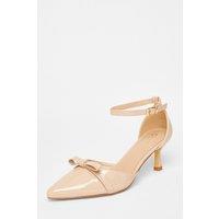 Quiz Women's Nude Patent Bow Court Heels | Size: 6
