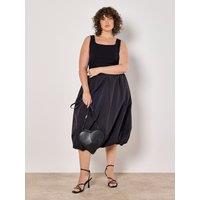 Apricot Women's Curve Puffball Midi Skirt in Black | Size: 22