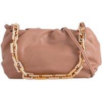SVNX Women's Faux Leather Pouch Clutch Bag in Beige