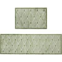 JVL Mega Doormat & Runner - Geo in Green | Size: 150 cm x 100 cm