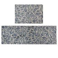 JVL Mega Doormat & Runner - Floral in Blue | Size: 150 cm x 100 cm