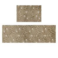 JVL Mega Doormat & Runner - Brown Geo | Size: 150 cm x 100 cm