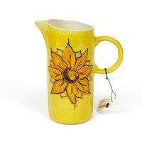 Verano Spanish Ceramics Sunflower Hand Painted Ceramic Yellow Kitchen Dining Tall Jug 23.5cm