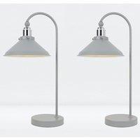 First Choice Lighting Set of 2 Maxwell - Flint Grey Chrome Task Table Lamps