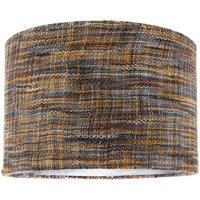 Happy Homewares Vintage Lined Linen Fabric Lamp Shade in Mustard Burgundy & Grey in Orange | Size: 12 inches