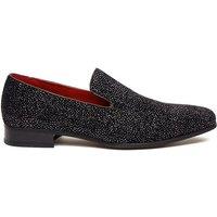 XPOSED Men's Leather Lined Glitter Party Loafers for Stylish Events in Black | Size: 7