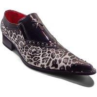 XPOSED Men's Leopard Print Loafers with Metal Toe Cap in Black | Size: 6