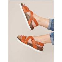Moshulu Women's 'Towan' Leather Strap Cork Sandals in Orange | Size: 6