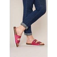 Moshulu Women's 'Danube 2' Leather Cork Footbed Mule Sandals in Cerise | Size: 4