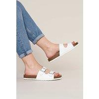 Moshulu Women's 'Danube 2' Leather Cork Footbed Mule Sandals in White | Size: 6