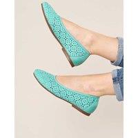 Moshulu Women's 'Senara' Punched Pattern Ballerina Pumps in Bright Blue | Size: 7
