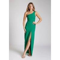 Vesper Women's One Shoulder Maxi Dress with Thigh Split in Emerald | Size: 10