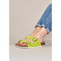 Moshulu Women's 'Bavaria Bright' Colourful Cork Footbed Sandals in Light Green | Size: 4