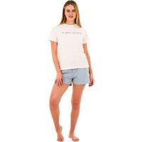 Smart Living Women's Stylish Pink & Grey Slogan Tee & Shorts Pyjama Set | Size: 2XL