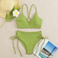 Lemon Daisy Accessories Women's The Fushi Bikini Set in Green | Size: Small